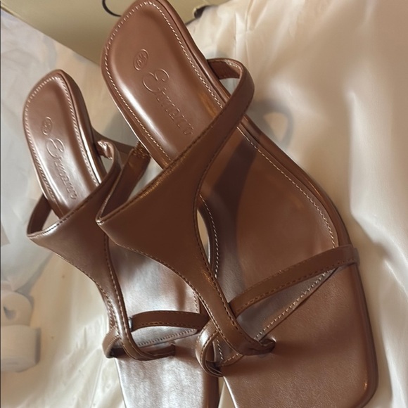 Tan Strappy Heeled Sandals - Picture 3 of 7